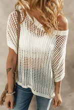 Load image into Gallery viewer, Openwork Round Neck Half Sleeve Knit Cover Up