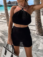 Load image into Gallery viewer, Tied Top and Drawstring Mini Skirt Set