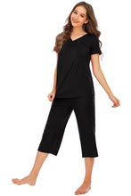 Load image into Gallery viewer, V-Neck Short Sleeve Top and Pants Lounge Set