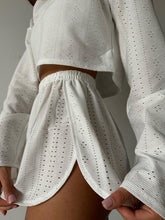 Load image into Gallery viewer, Eyelet Round Neck Top and Shorts Set