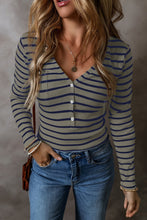 Load image into Gallery viewer, Striped V-Neck Long Sleeve Top