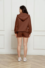 Load image into Gallery viewer, Zip Up Drawstring Hoodie and Shorts Set