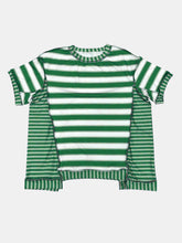 Load image into Gallery viewer, Full Size Contrast Stitching Striped Round Neck T-Shirt
