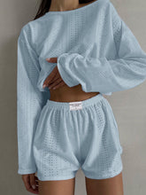 Load image into Gallery viewer, Eyelet Round Neck Top and Shorts Set