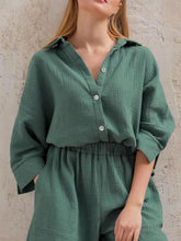 Load image into Gallery viewer, Texture Button Up Shirt and Shorts Set