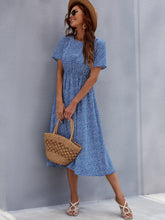 Load image into Gallery viewer, Printed Round Neck Short Sleeve Midi Dress