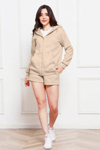 Load image into Gallery viewer, Zip Up Drawstring Hoodie and Shorts Set