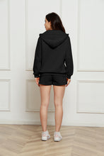 Load image into Gallery viewer, Zip Up Drawstring Hoodie and Shorts Set