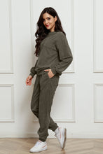 Load image into Gallery viewer, Corduroy Round Neck Sweatshirt and Sweatpants Set