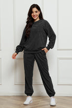 Load image into Gallery viewer, Corduroy Round Neck Sweatshirt and Sweatpants Set