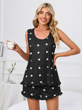 Load image into Gallery viewer, Heart Scoop Neck Tank and Shorts Lounge Set