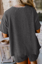 Load image into Gallery viewer, Textured Round Neck Top and Shorts Set