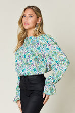 Load image into Gallery viewer, Double Take Full Size Printed Flounce Sleeve Blouse