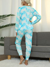 Load image into Gallery viewer, Tie-Dye Round Neck Top and Pants Lounge Set