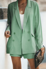Load image into Gallery viewer, Longline Blazer and Shorts Set with Pockets