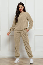Load image into Gallery viewer, Corduroy Round Neck Sweatshirt and Sweatpants Set