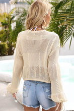 Load image into Gallery viewer, Drawstring Hem Round Neck Cropped Cover Up