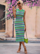 Load image into Gallery viewer, Striped Round Neck Sleeveless Midi Cover Up Dress