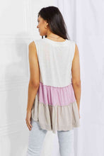 Load image into Gallery viewer, White Birch Full Size Watching the Sunset Color Block Babydoll Top