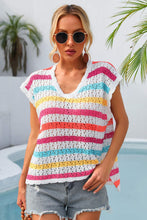Load image into Gallery viewer, Striped V-Neck Slit Cover Up