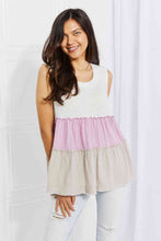 Load image into Gallery viewer, White Birch Full Size Watching the Sunset Color Block Babydoll Top