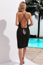 Load image into Gallery viewer, Crisscross Halter Neck Openwork Cover-Up Dress