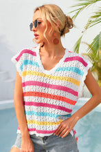 Load image into Gallery viewer, Striped V-Neck Slit Cover Up