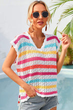 Load image into Gallery viewer, Striped V-Neck Slit Cover Up