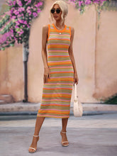 Load image into Gallery viewer, Striped Round Neck Sleeveless Midi Cover Up Dress
