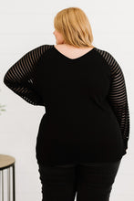 Load image into Gallery viewer, Plus Size Sheer Striped Sleeve V-Neck Top