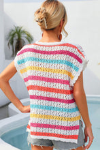 Load image into Gallery viewer, Striped V-Neck Slit Cover Up