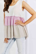 Load image into Gallery viewer, White Birch Full Size Watching the Sunset Color Block Babydoll Top