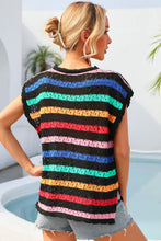 Load image into Gallery viewer, Striped V-Neck Slit Cover Up