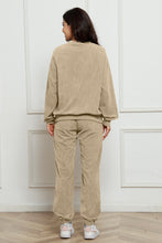 Load image into Gallery viewer, Corduroy Round Neck Sweatshirt and Sweatpants Set
