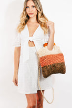 Load image into Gallery viewer, Fame Color Block Double-Use Braided Tote Bag
