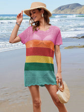 Load image into Gallery viewer, Openwork Round Neck Short Sleeve Cover-UP
