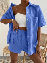 Load image into Gallery viewer, Button Up Short Sleeve Shirt and Shorts Set

