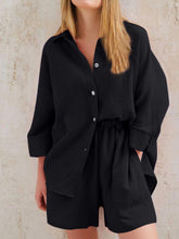 Load image into Gallery viewer, Texture Button Up Shirt and Shorts Set
