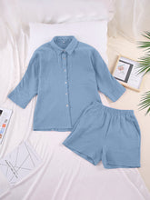 Load image into Gallery viewer, Texture Button Up Shirt and Shorts Set
