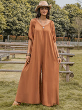 Load image into Gallery viewer, Scoop Neck Half Sleeve Wide Leg Jumpsuit
