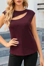 Load image into Gallery viewer, Cutout Round Neck Cap Sleeve T-Shirt
