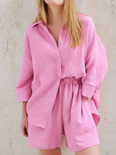 Load image into Gallery viewer, Texture Button Up Shirt and Shorts Set
