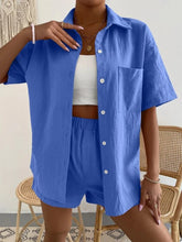 Load image into Gallery viewer, Button Up Short Sleeve Shirt and Shorts Set
