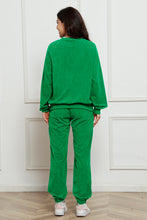 Load image into Gallery viewer, Corduroy Round Neck Sweatshirt and Sweatpants Set
