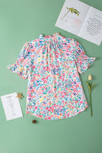 Load image into Gallery viewer, Printed Notched Short Sleeve Blouse
