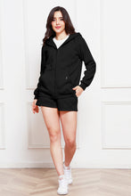 Load image into Gallery viewer, Zip Up Drawstring Hoodie and Shorts Set
