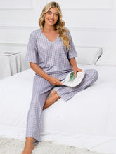 Load image into Gallery viewer, Printed V-Neck Top and Pants Lounge Set
