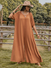 Load image into Gallery viewer, Scoop Neck Half Sleeve Wide Leg Jumpsuit
