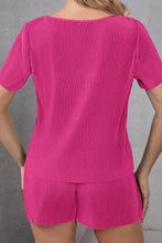 Load image into Gallery viewer, Round Neck Short Sleeve Top and Shorts Set
