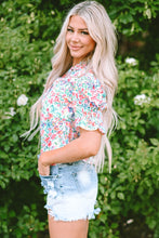 Load image into Gallery viewer, Printed Notched Short Sleeve Blouse
